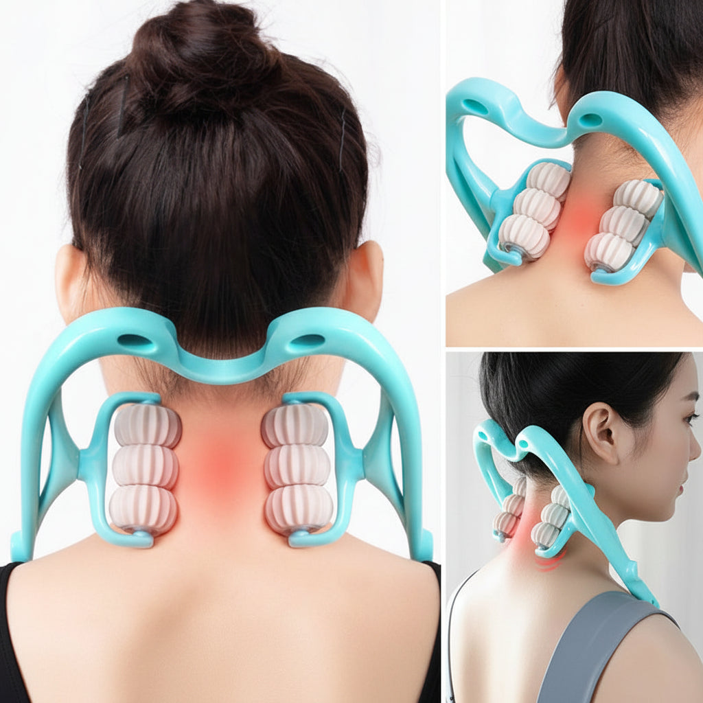 Ergonomic Neck Massager — Manual Cervical Spine Roller for Shoulder and Neck Relief