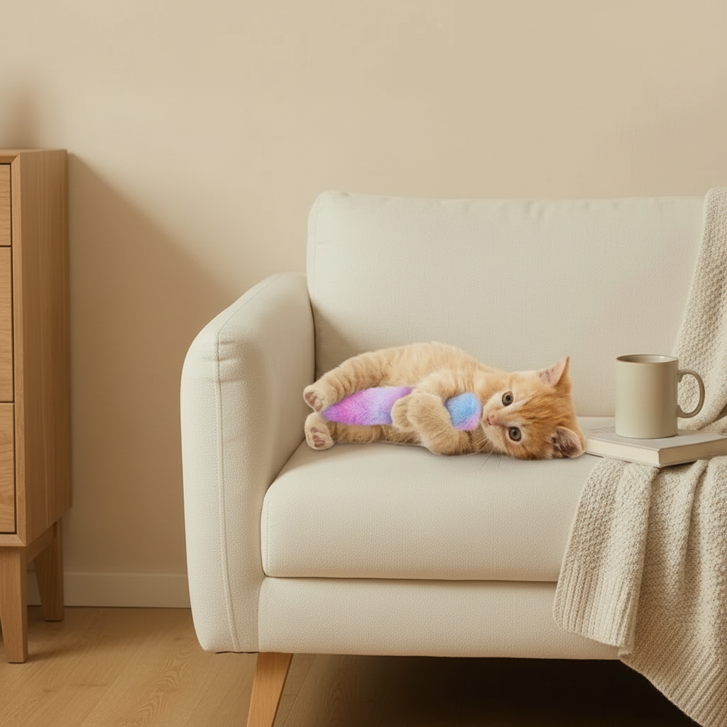 Catnip Pillow Plush Cat Toy — Interactive Chew and Kick Toy for Cats
