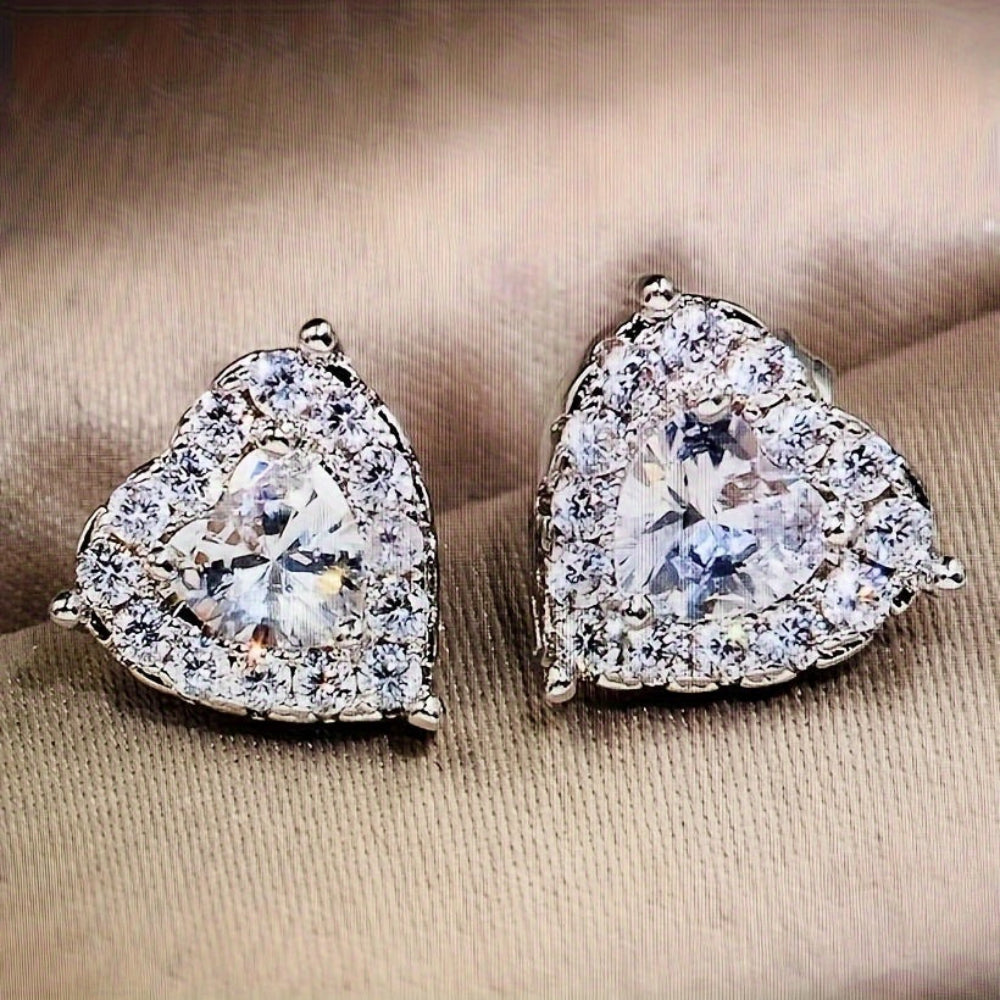 Heart Crystal Stud Earrings – Perfect Mother’s Day Gift, Fashion Jewelry