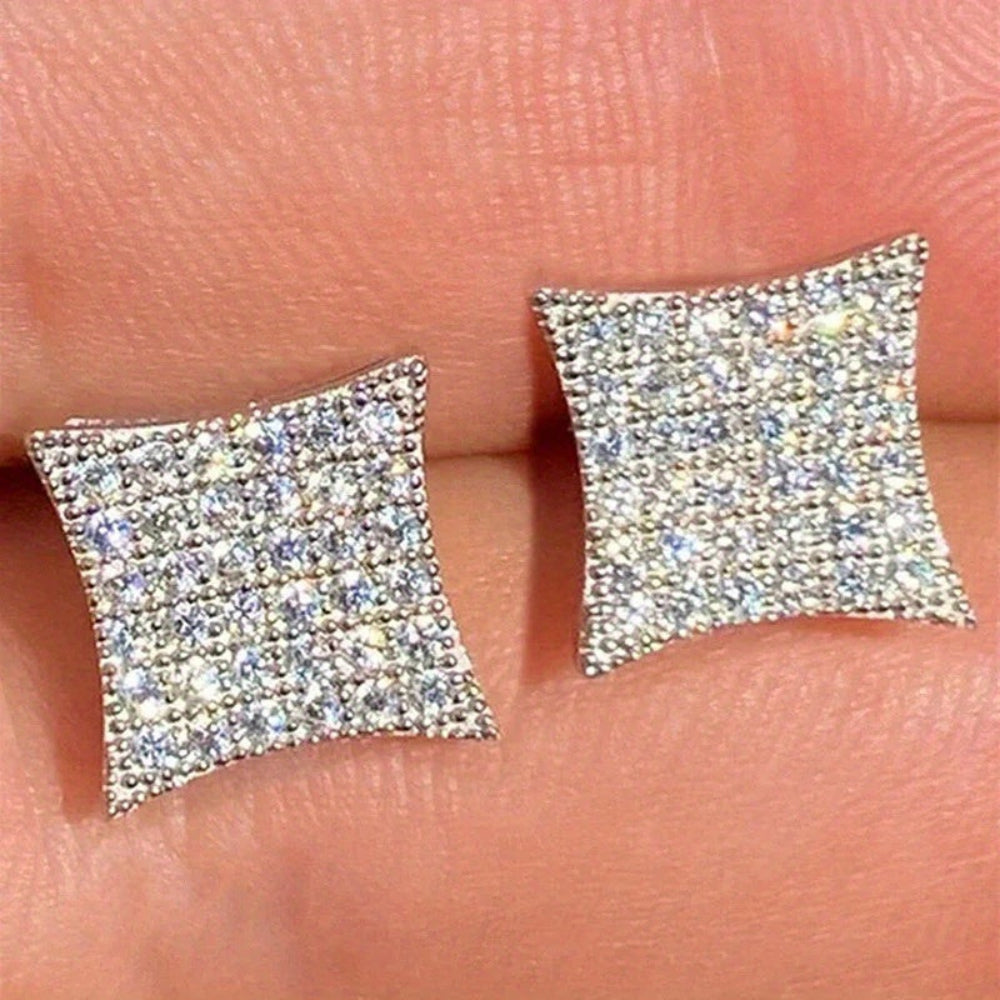 Elegant Rhinestone Square Stud Earrings – Perfect Mother's Day Gift