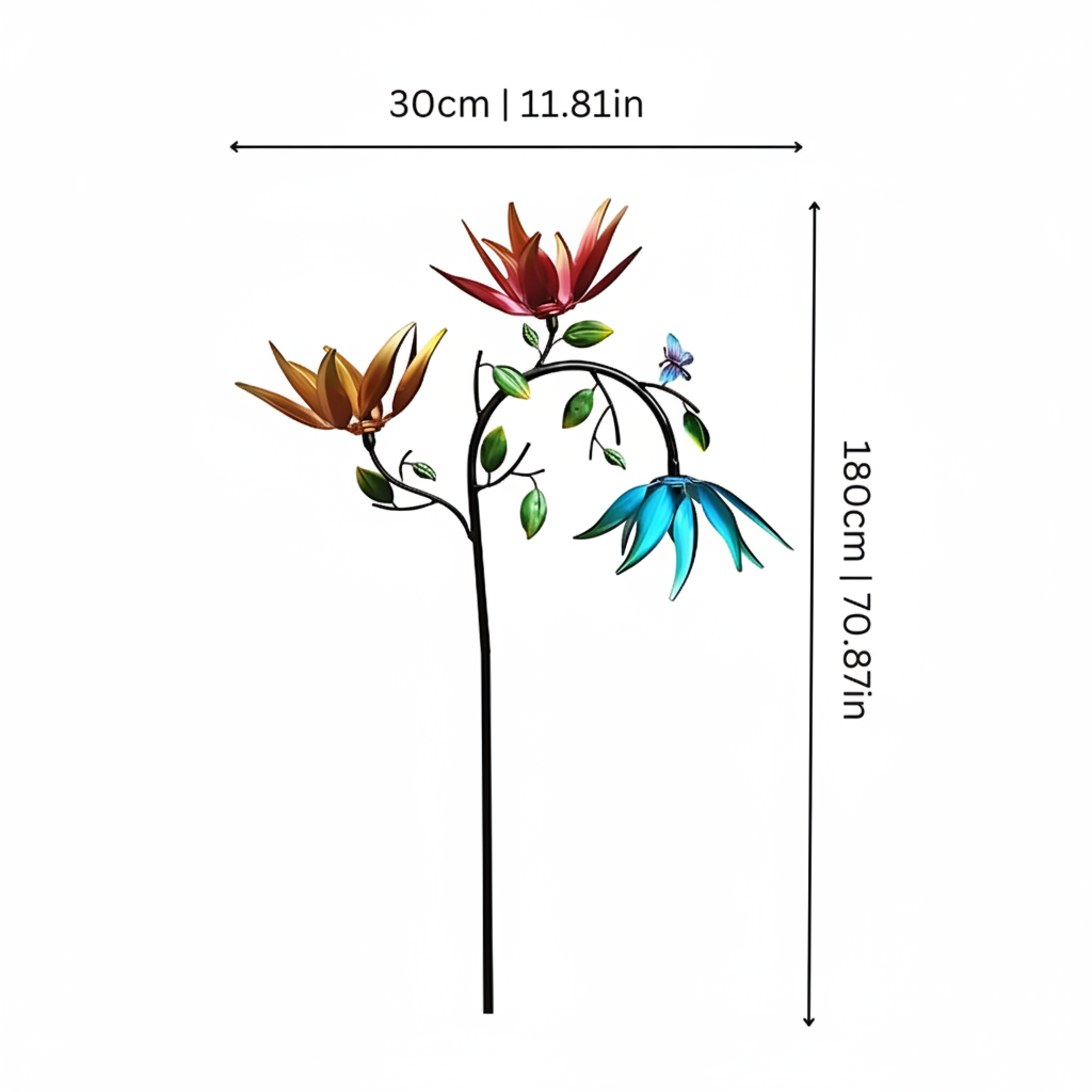 Colorful Butterfly Design Wind Chime - Outdoor Garden Spinner Decor