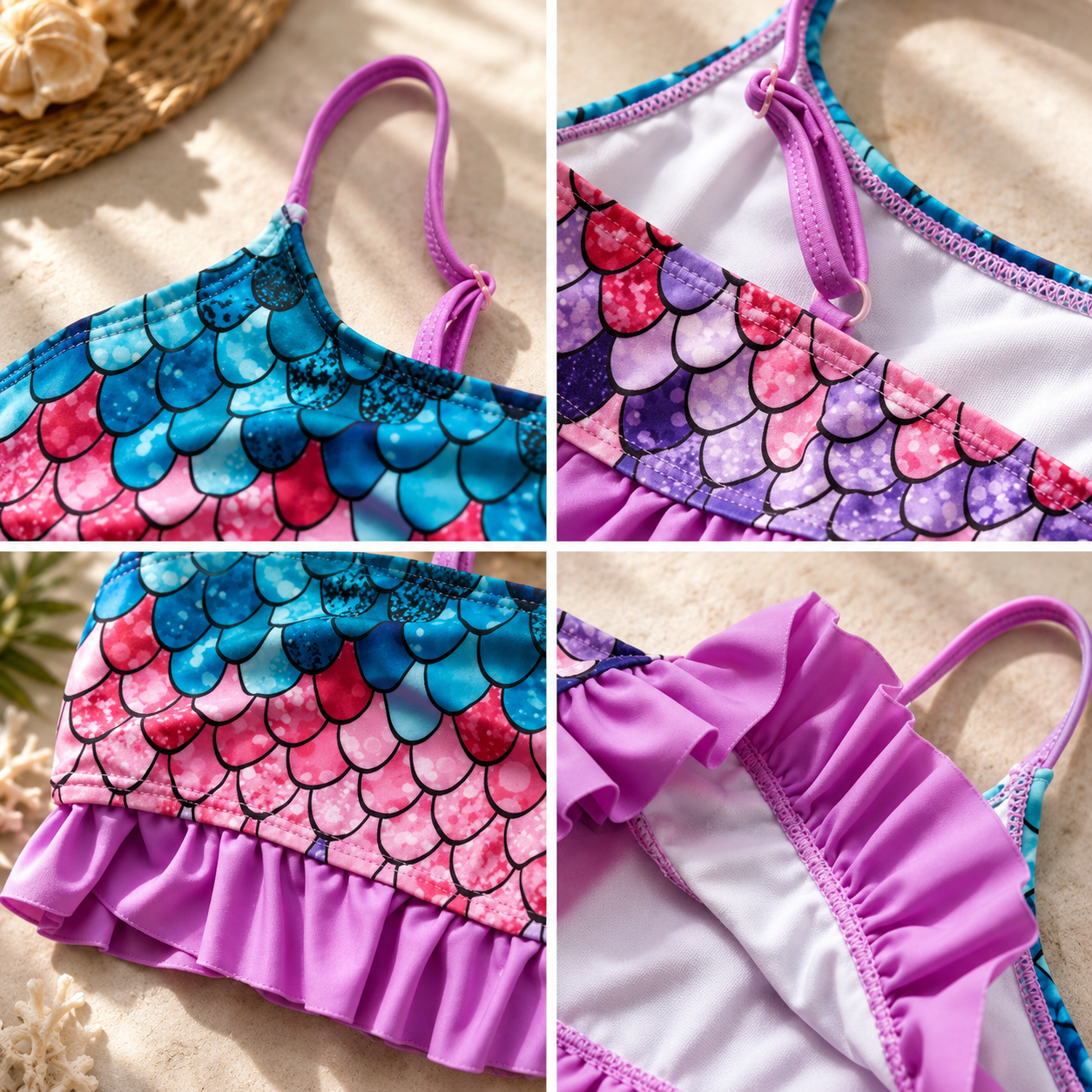 Girls' Two-Piece Ruffle Bikini Swimsuit for Kids - Cute
