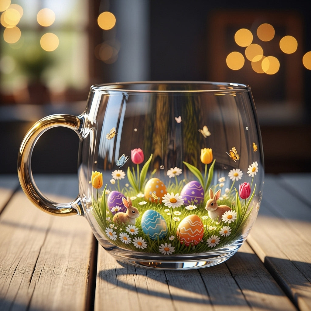Christmas Glass Mug with Winter Motifs - Festive Cup for Hot Beverages