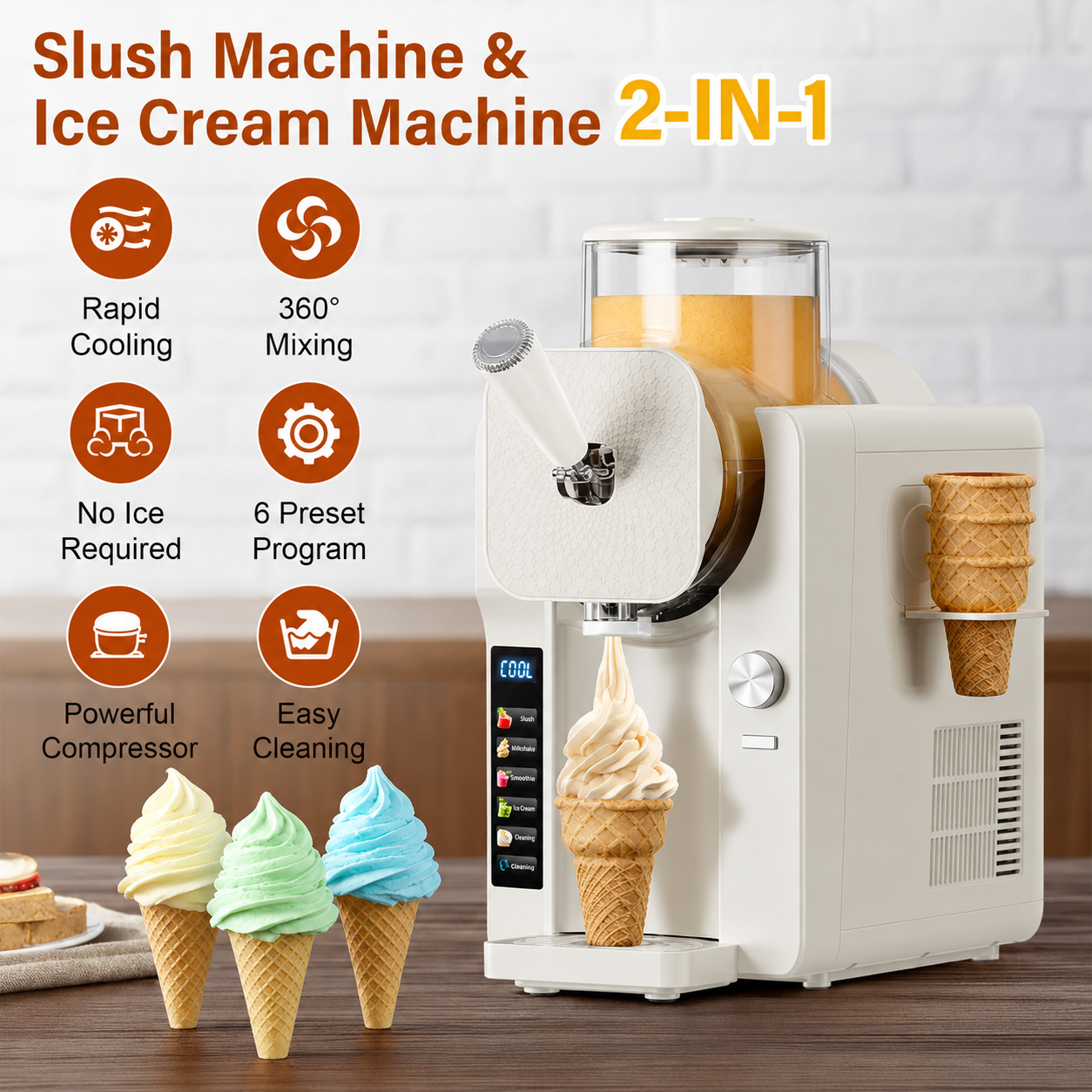 All-in-One Ice Cream Maker & Frozen Drink Slush Machine