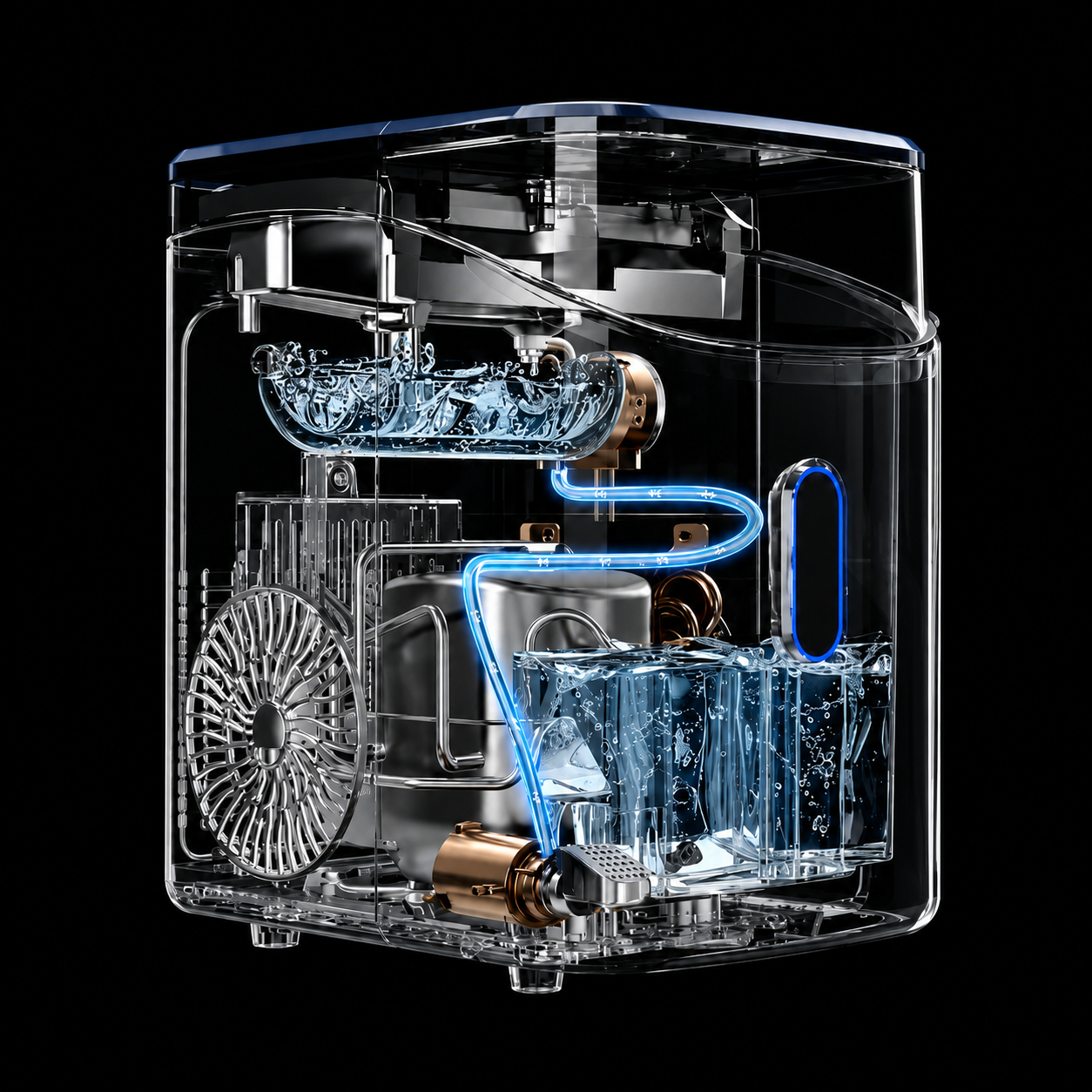 Countertop Nugget Ice Maker with Built-In Cooling System