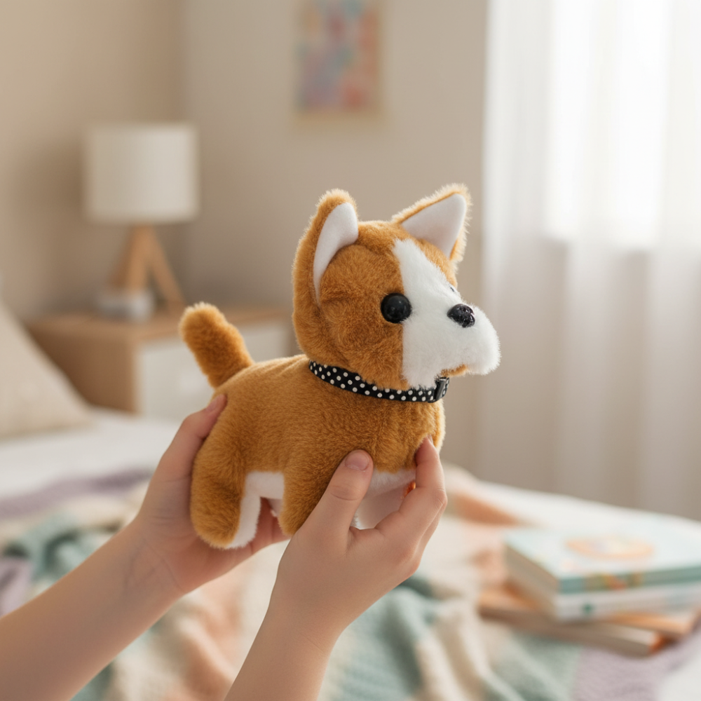 Adorable Interactive Plush Puppy Toy with Walking Motion and Sound for Kids