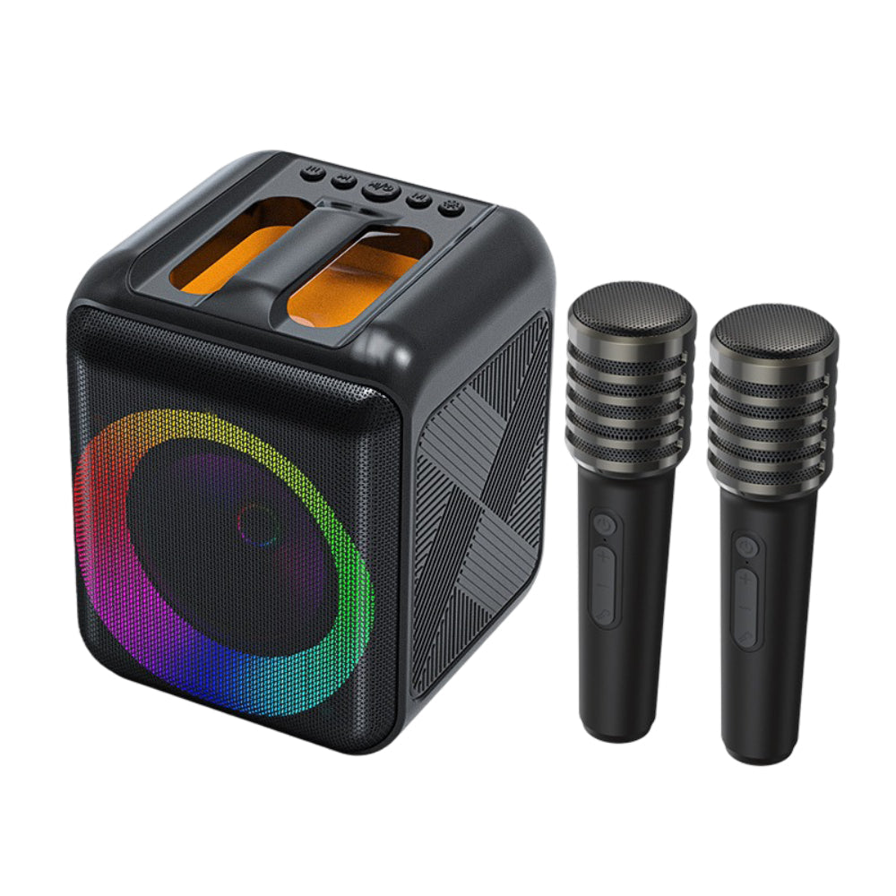 Bluetooth Karaoke Machine with Portable Speaker and Wireless Microphones