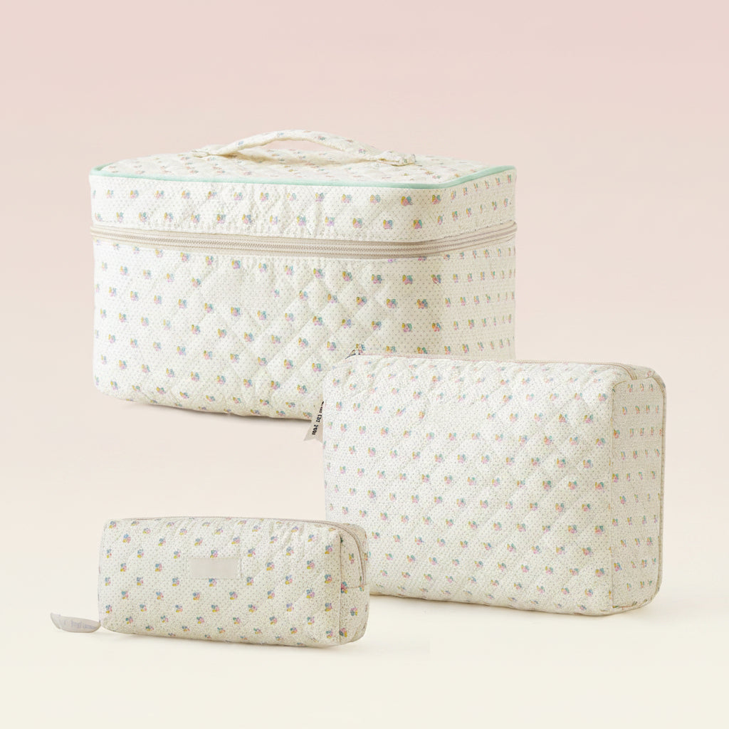 Floral Cotton Makeup Bag - Travel Cosmetic Case, Perfect Mother's Day Gift