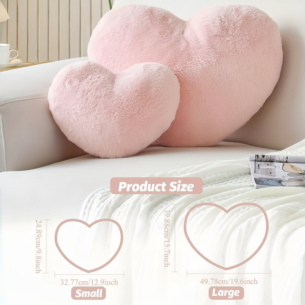 Heart-Shaped Plush Throw Pillow - Cozy Decorative Sofa Cushion