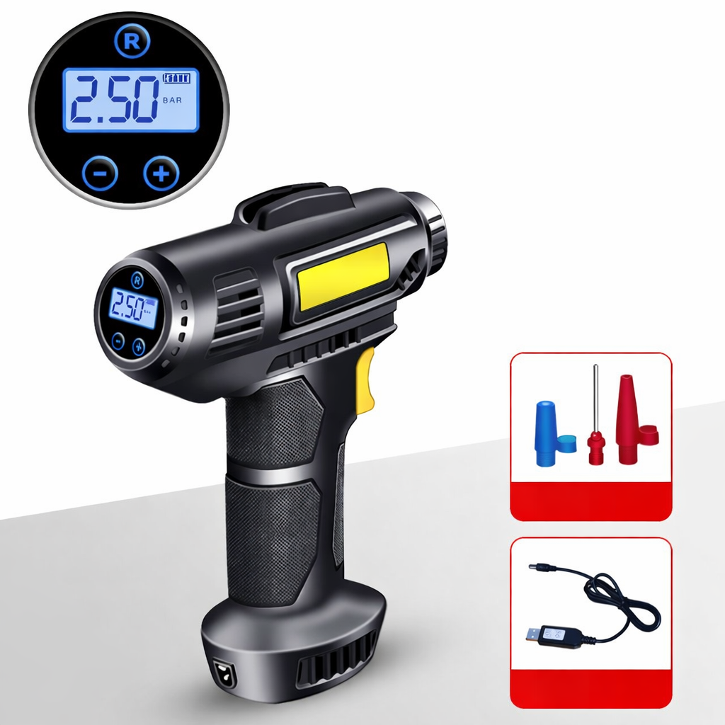 Cordless Portable Tire Inflator with Auto-Stop Pump — Compact Air Compressor for Quick, Precise Inflation