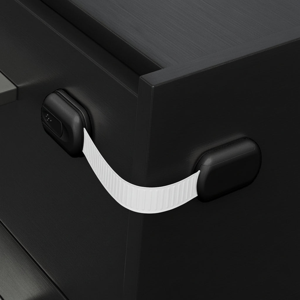 Easy-Install Child Safety Cabinet Locks with Adhesive Straps for Drawers & Doors