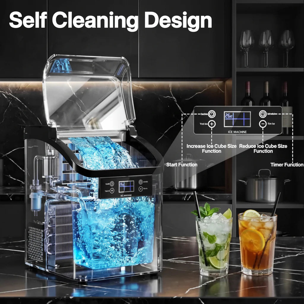 Countertop Ice Maker - Automatic, Large-Capacity Ice Cube Maker
