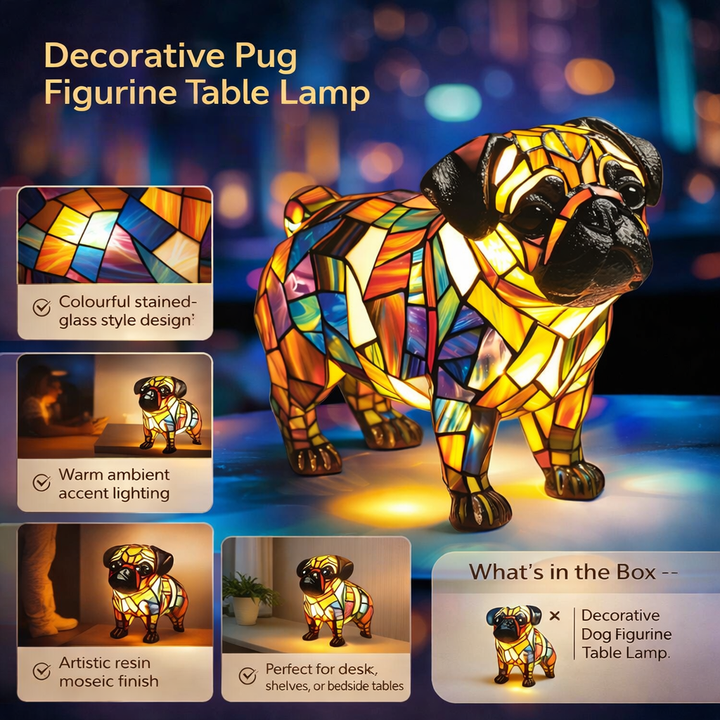 Charming Resin Dog Figurine Table Lamp – Decorative Accent Light