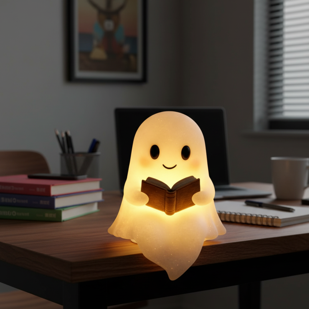 Ghost Table Lamp Night Light with Warm LED Glow for Cozy Bedside Decor