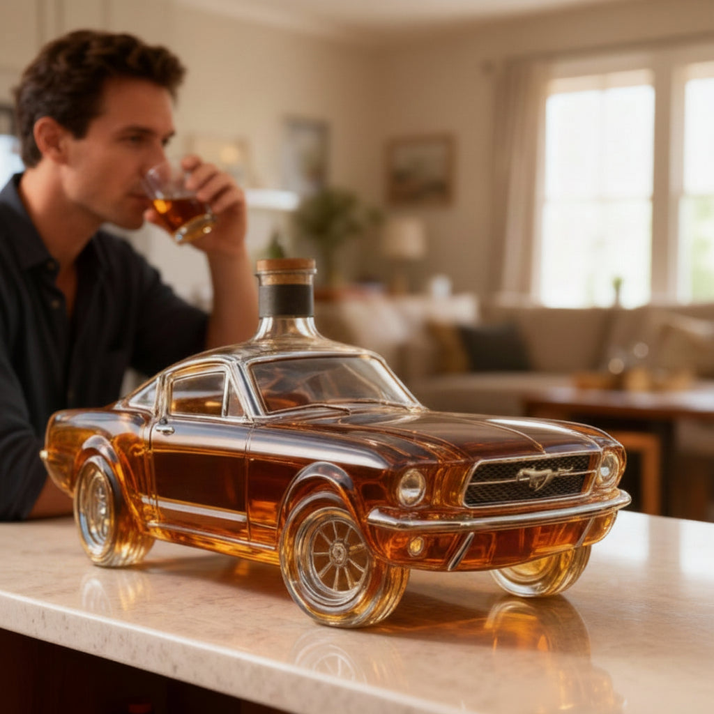 Car-Shaped Whiskey Decanter - Glass Bar Display Bottle