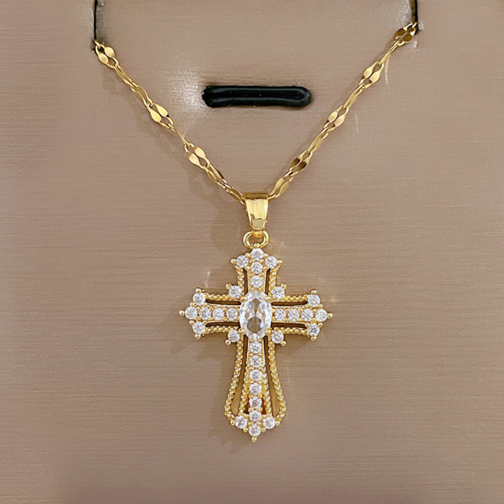 Gold Cross Pendant Necklace – Elegant Mother's Day Jewelry Gift