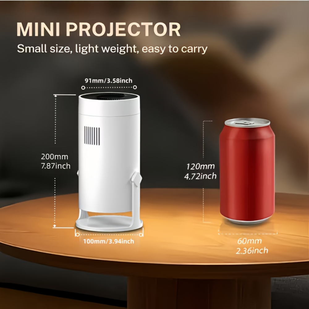 Compact 1080P Portable Projector — Wireless Streaming, 180° Rotation