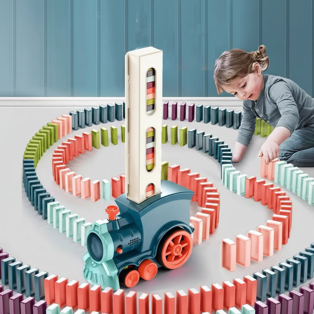 Domino Kids Train Toy: Automatic Building Set with Sound and Lights