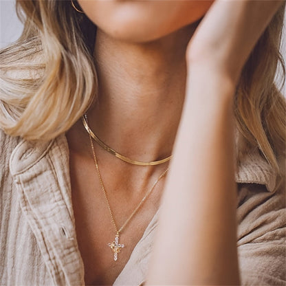 Crown Cross Pendant Necklace - Faith Jewelry Gift for Mother's Day