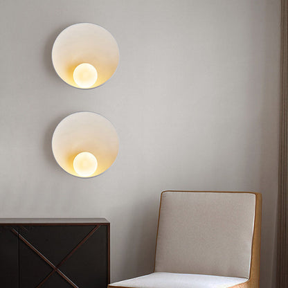 Sleek Modern Round Wall Sconce with Resin & Iron Accent Lighting