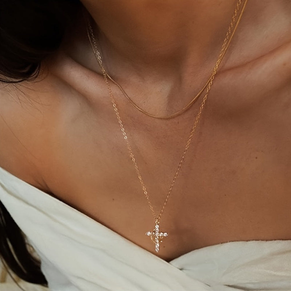 Crown Cross Pendant Necklace - Faith Jewelry Gift for Mother's Day