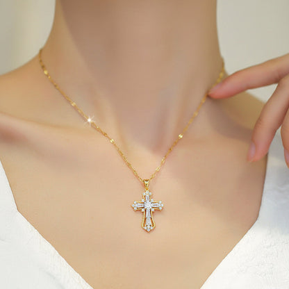Gold Cross Pendant Necklace – Elegant Mother's Day Jewelry Gift