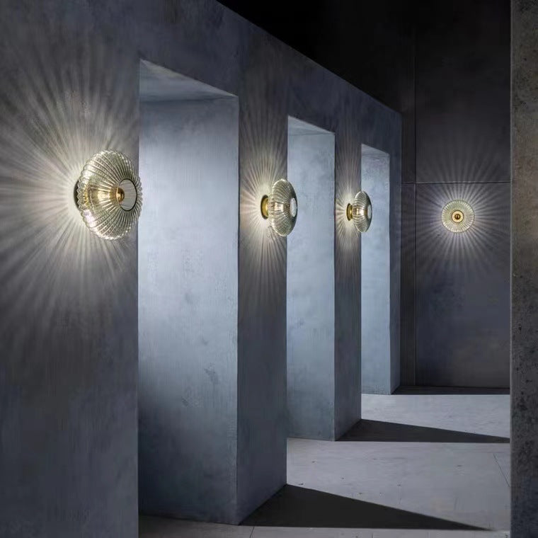 Elegant Nordic Vintage Glass Wall Sconce with Striped