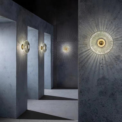 Elegant Nordic Vintage Glass Wall Sconce with Striped