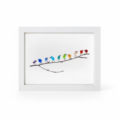 Coastal Wall Art: Sea Glass, Bird & Driftwood Picture Frame Display