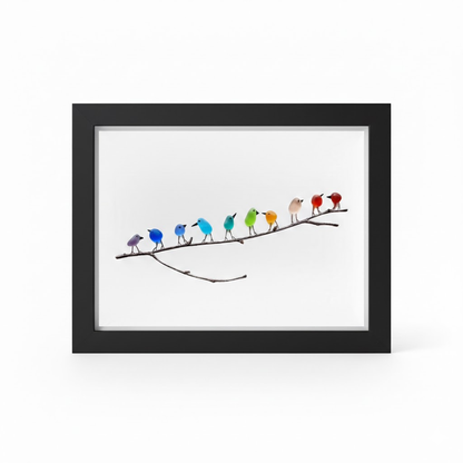 Coastal Wall Art: Sea Glass, Bird & Driftwood Picture Frame Display