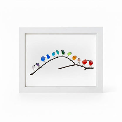 Coastal Wall Art: Sea Glass, Bird & Driftwood Picture Frame Display