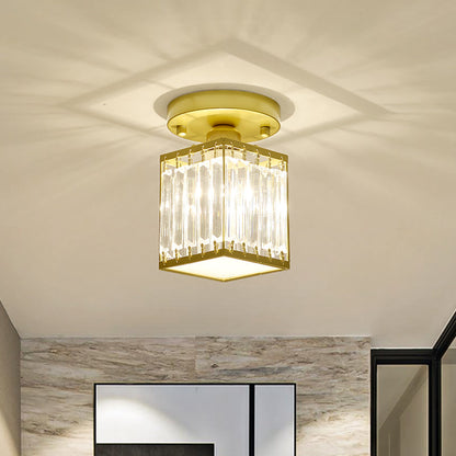 Crystal Foyer Ceiling Light - Modern Semi-Flush Fixture