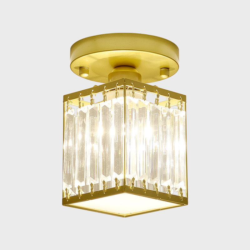 Crystal Foyer Ceiling Light - Modern Semi-Flush Fixture