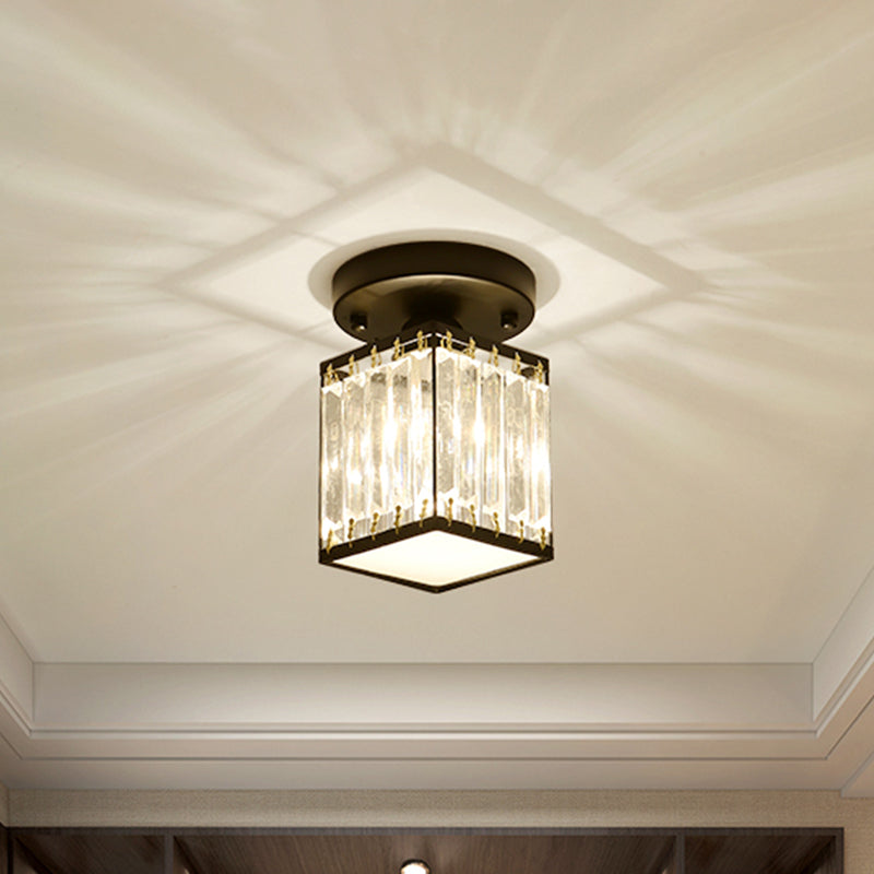 Crystal Foyer Ceiling Light - Modern Semi-Flush Fixture