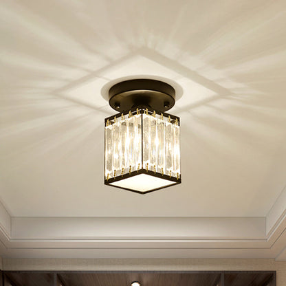 Crystal Foyer Ceiling Light - Modern Semi-Flush Fixture