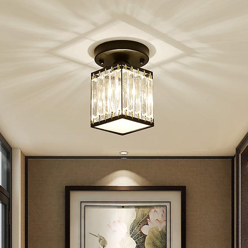 Crystal Foyer Ceiling Light - Modern Semi-Flush Fixture