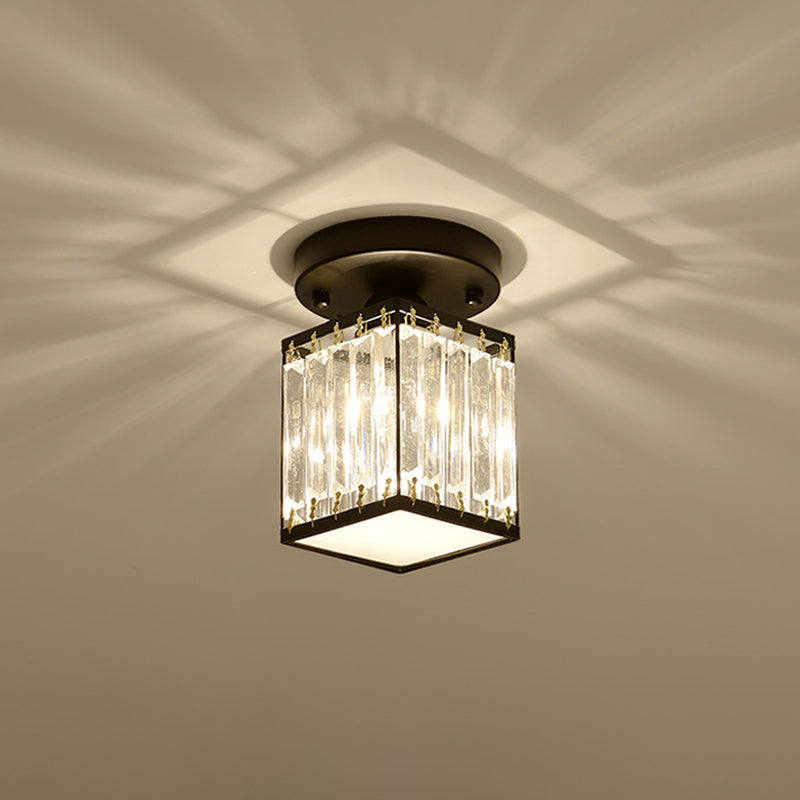 Crystal Foyer Ceiling Light - Modern Semi-Flush Fixture