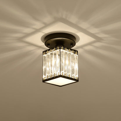Crystal Foyer Ceiling Light - Modern Semi-Flush Fixture