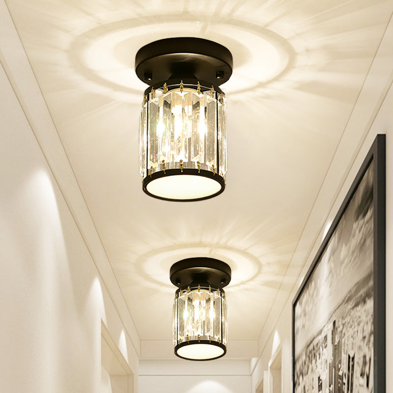Crystal Foyer Ceiling Light - Modern Semi-Flush Fixture