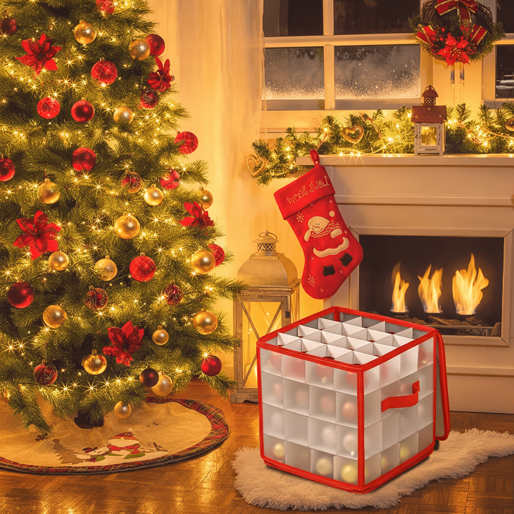 Clear Plastic Ornament Storage Box – Christmas Decoration Organizer