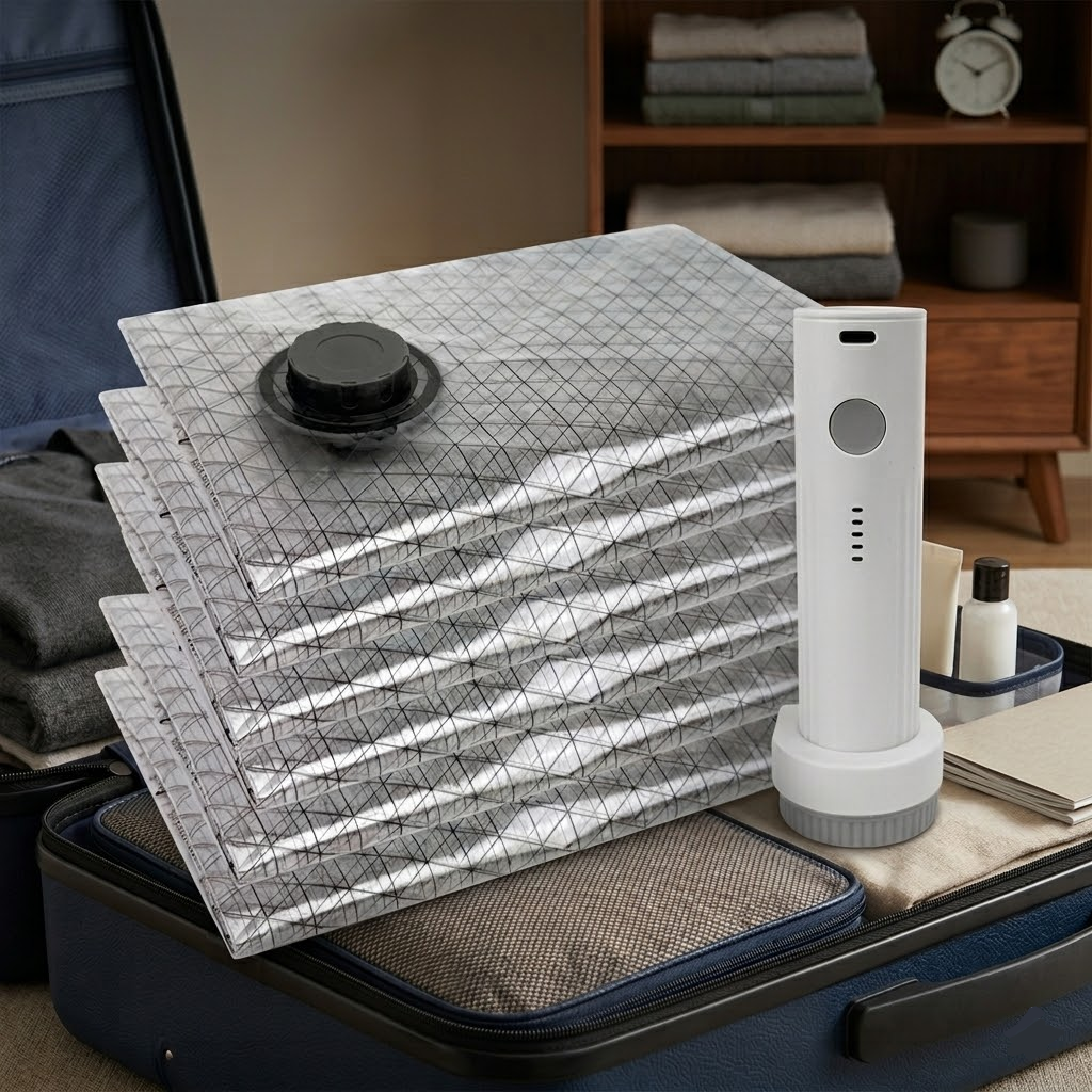 Cordless Vacuum Storage Bags with Pump – Travel Packing Set