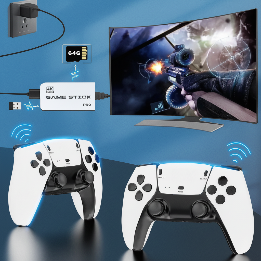 Game Console Stick 4K – Retro Wireless Gaming Controllers