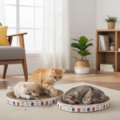 Cozy Round Cardboard Cat Scratcher Bed & Lounge