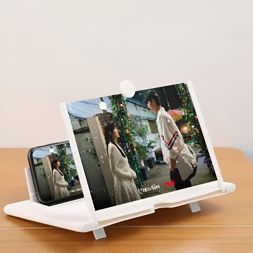 Foldable Phone Stand with Screen Magnifier – Portable Holder and Display Amplifier for Hands-Free Viewing