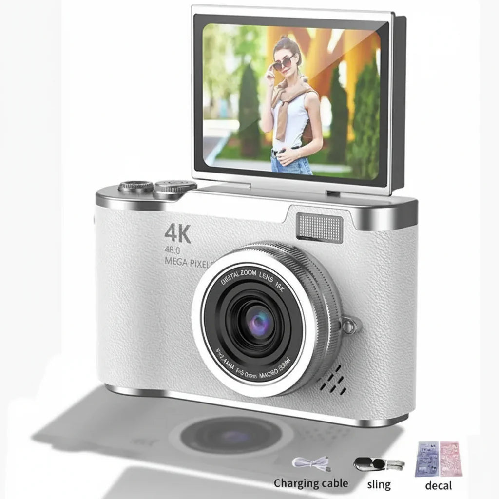 4K Digital Camera with Flip Screen, 48MP, 8x Zoom – Compact for Photos and Videos