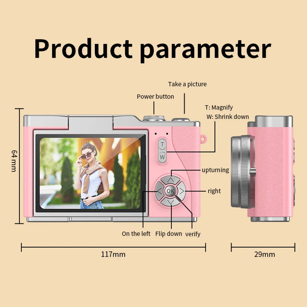 4K Digital Camera with Flip Screen, 48MP, 8x Zoom – Compact for Photos and Videos