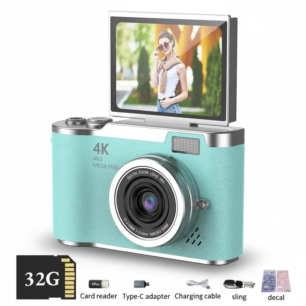 4K Digital Camera with Flip Screen, 48MP, 8x Zoom – Compact for Photos and Videos