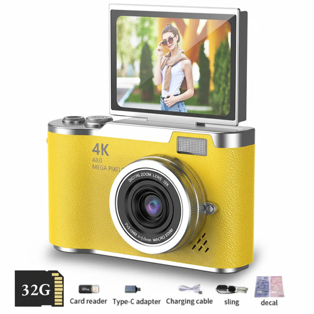 4K Digital Camera with Flip Screen, 48MP, 8x Zoom – Compact for Photos and Videos