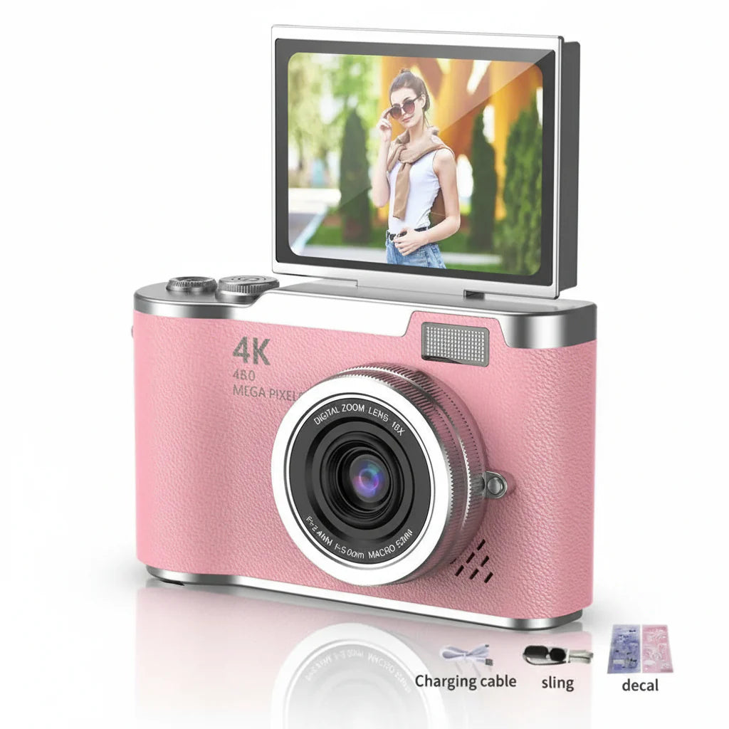 4K Digital Camera with Flip Screen, 48MP, 8x Zoom – Compact for Photos and Videos