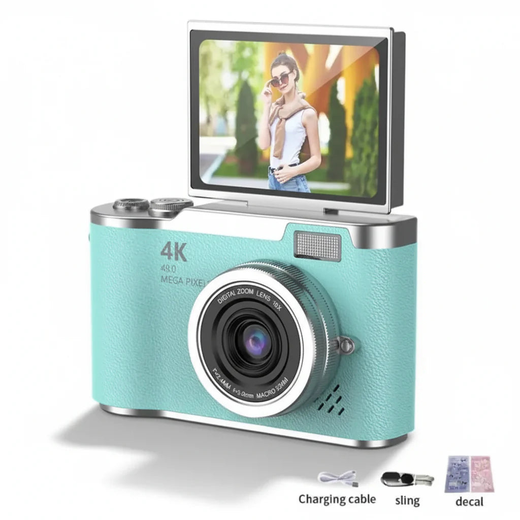 4K Digital Camera with Flip Screen, 48MP, 8x Zoom – Compact for Photos and Videos